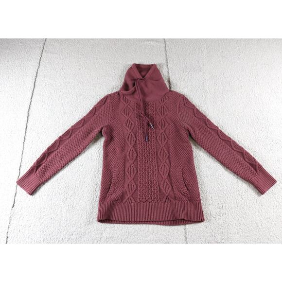 L.L. Bean Sweaters - New LL Bean Sweater Womens S Red Cotton Double L Mixed Cable Knit Funnel Neck